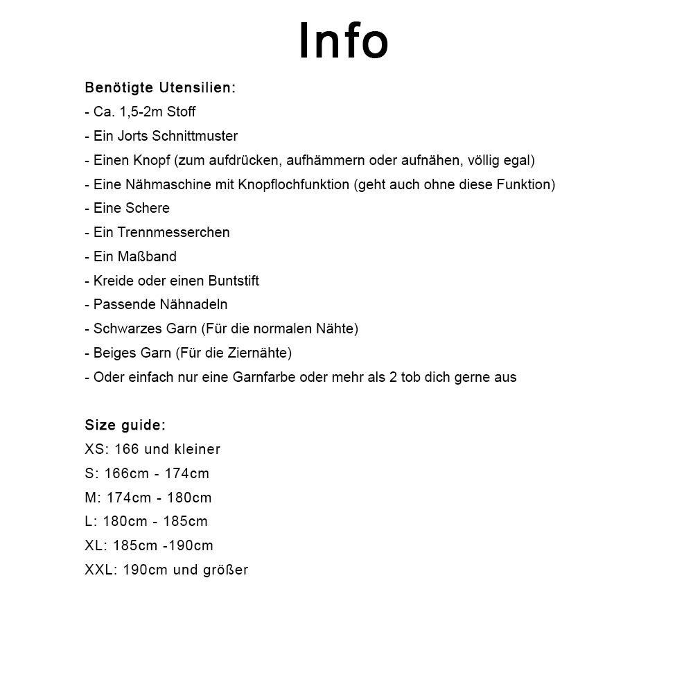 PDF Schnittmuster Jorts XS-XXL