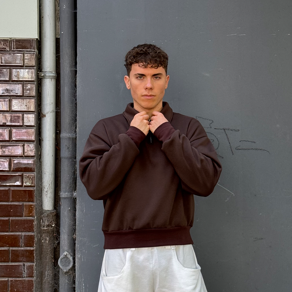 Half Zip Sweatshirt genäht aus PDF Schnittmuster – Oversize Look in Größen XS bis XL