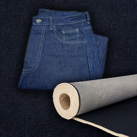 DIY Jeans Kit mit RAW Denim Stoff und fertiger Baggy Jeans
