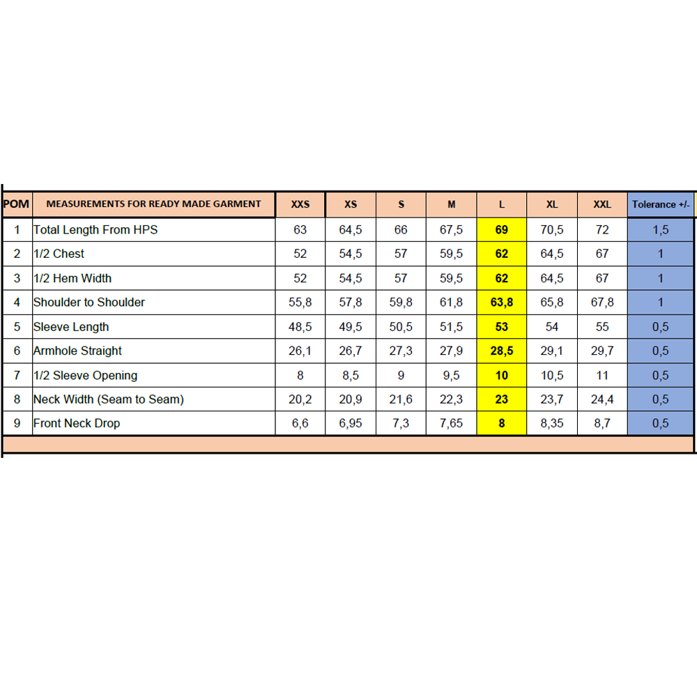 Sweatshirt DIY Kit Maße Sweatshirt